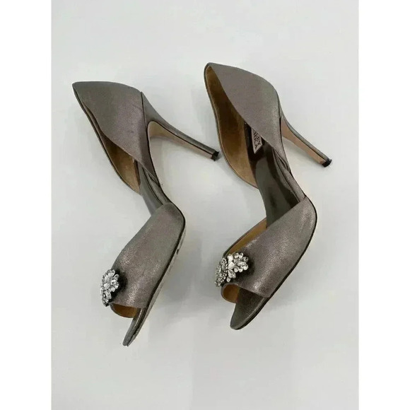 BADGLEY MISCHKA Womens Giana II Open Toe D-orsay Silver Metallic Pewter 9.5 - Picture 5 of 10
